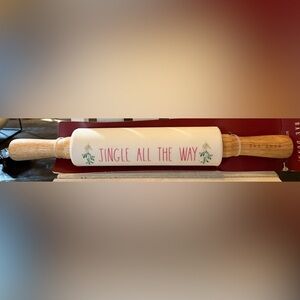 Rae Dunn White Rolling Pin with Wooden Handles